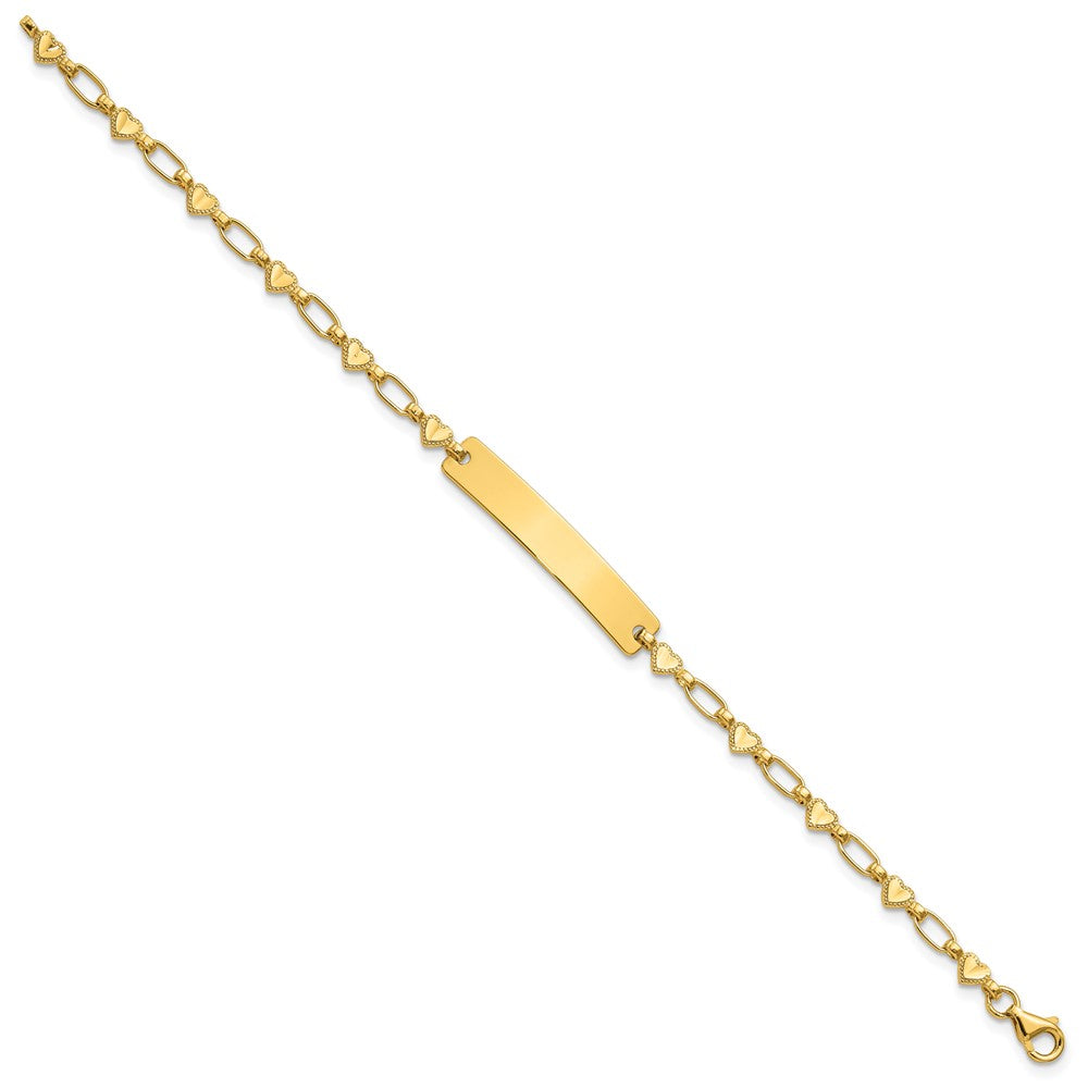 Sterling Silver Gold-plated 6.5 inch Hearts Children's ID Bracelet