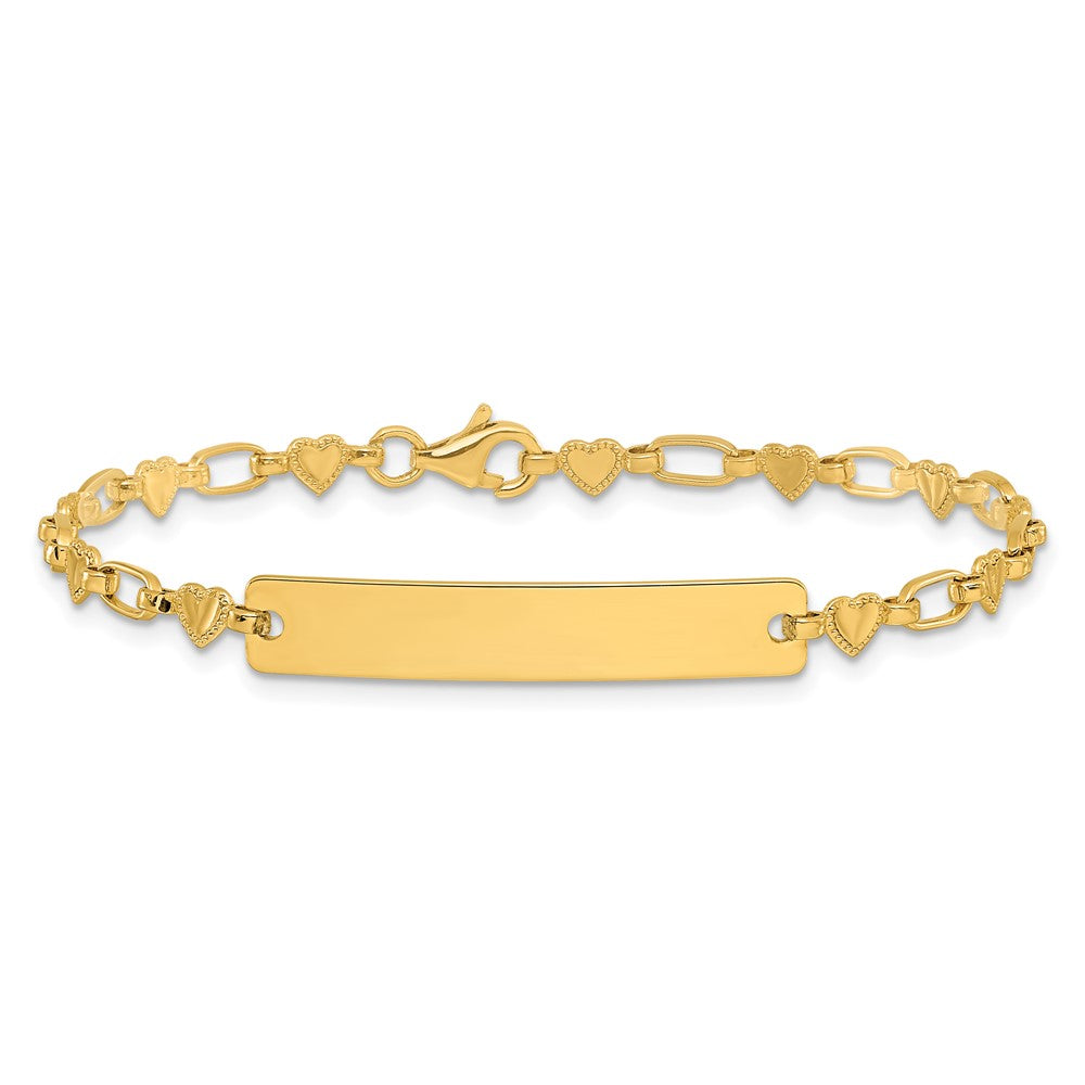 Sterling Silver Gold-plated 6.5 inch Hearts Children's ID Bracelet
