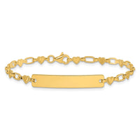Sterling Silver Gold-plated 6.5 inch Hearts Children's ID Bracelet
