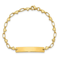 Sterling Silver Gold-plated 6.5 inch Hearts Children's ID Bracelet