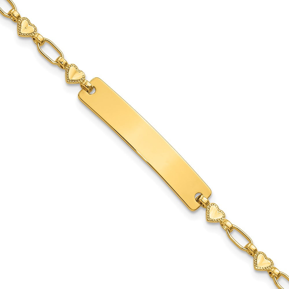 Sterling Silver Gold-plated 6.5 inch Hearts Children's ID Bracelet