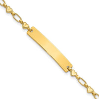 Sterling Silver Gold-plated 6.5 inch Hearts Children's ID Bracelet