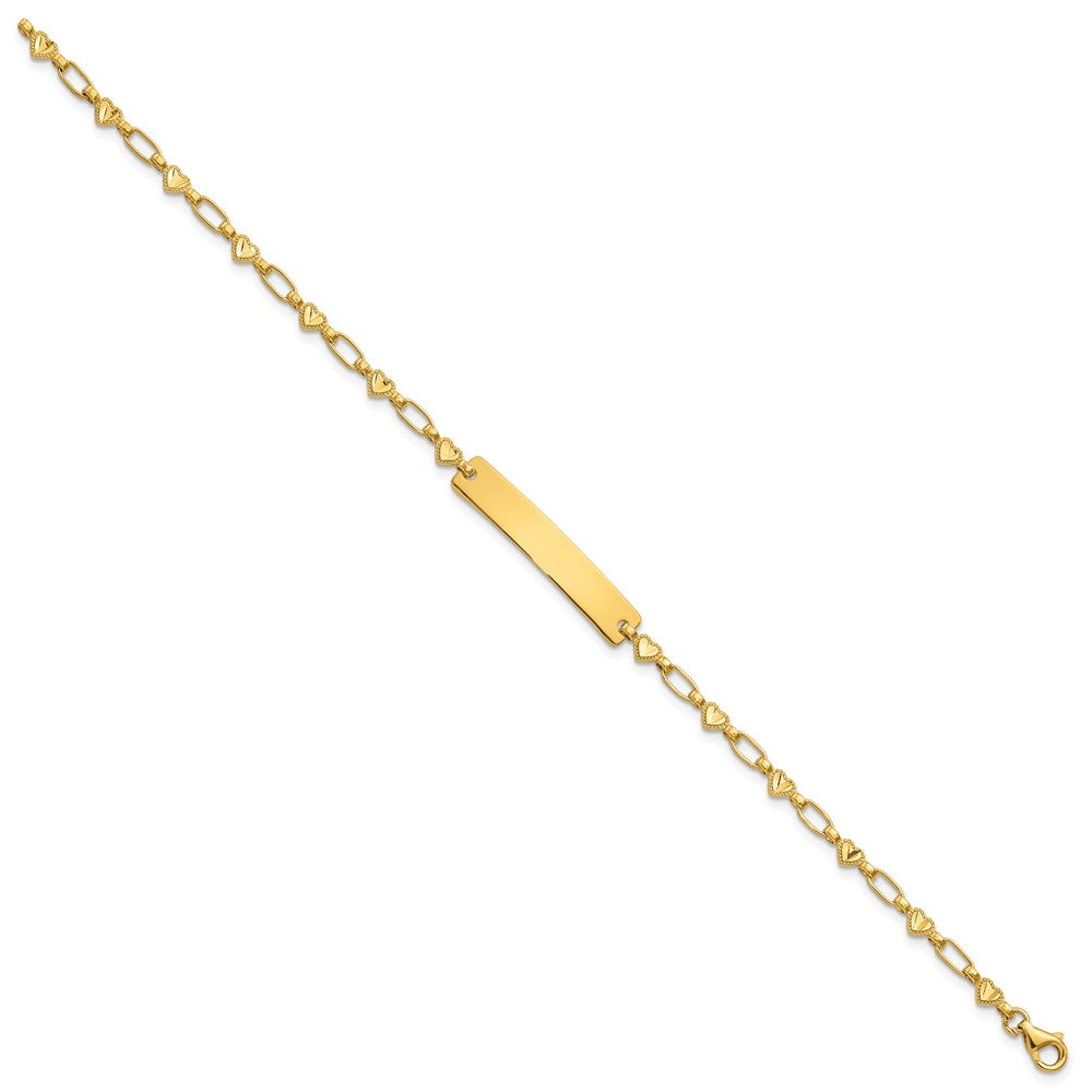 Sterling Silver Gold-plated 7.5 inch Hearts ID Bracelet