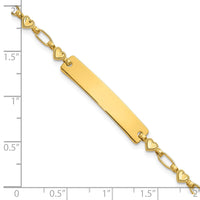 Sterling Silver Gold-plated 7.5 inch Hearts ID Bracelet