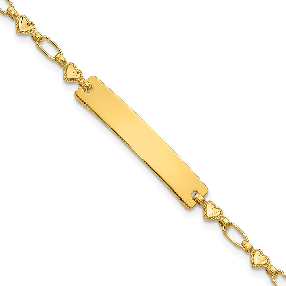 Sterling Silver Gold-plated 7.5 inch Hearts ID Bracelet