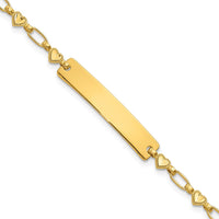 Sterling Silver Gold-plated 7.5 inch Hearts ID Bracelet
