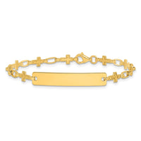Sterling Silver Gold-plated 6.25 inch Cross Children's ID Bracelet