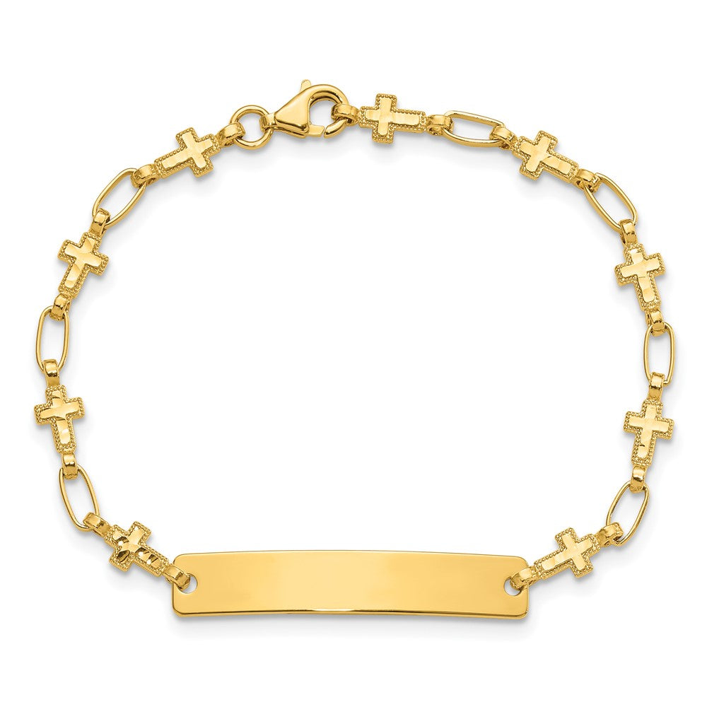 Sterling Silver Gold-plated 6.25 inch Cross Children's ID Bracelet