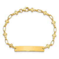 Sterling Silver Gold-plated 6.25 inch Cross Children's ID Bracelet