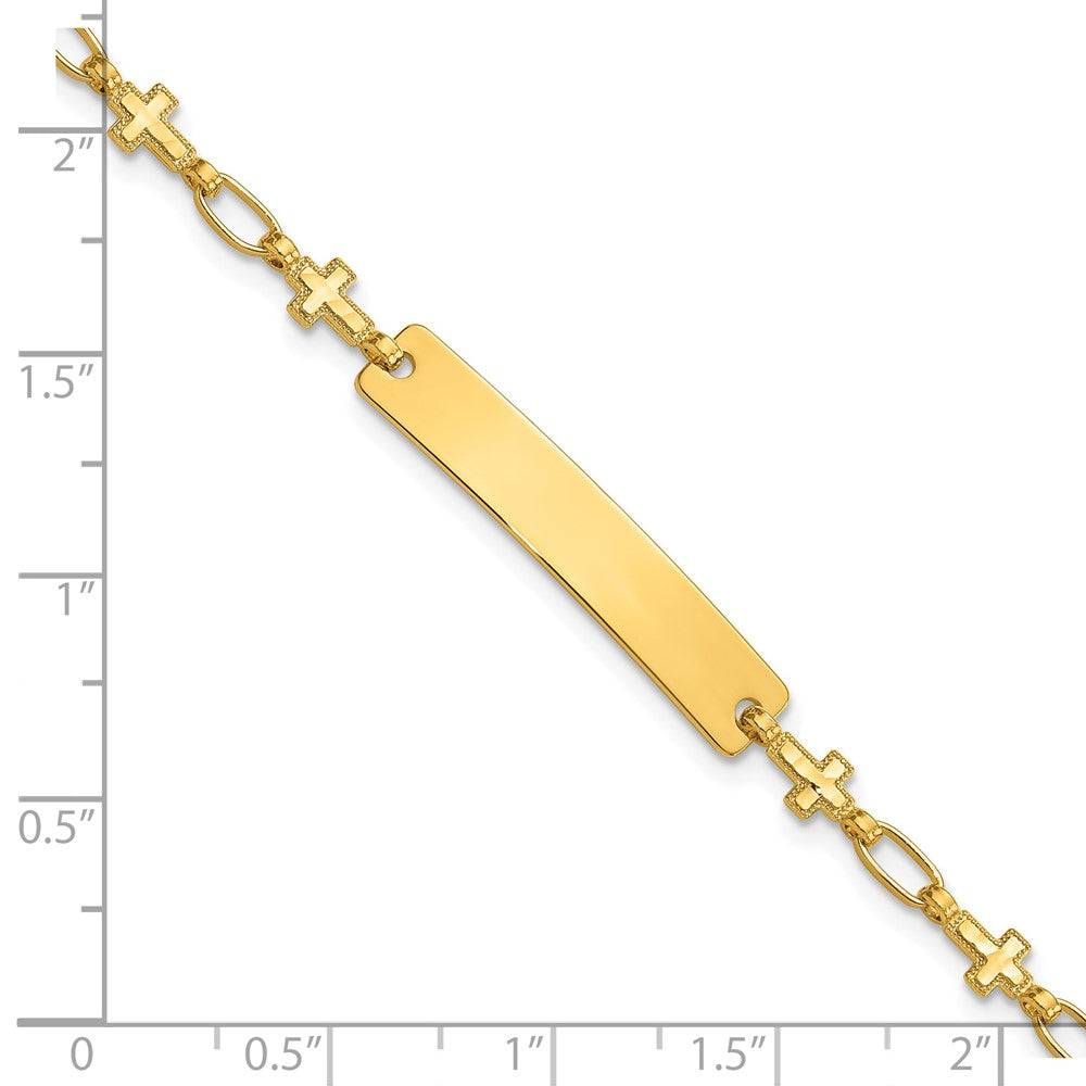 Sterling Silver Gold-plated 6.25 inch Cross Children's ID Bracelet