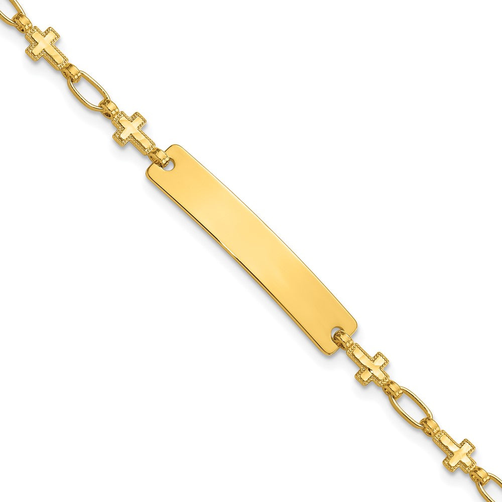 Sterling Silver Gold-plated 6.25 inch Cross Children's ID Bracelet