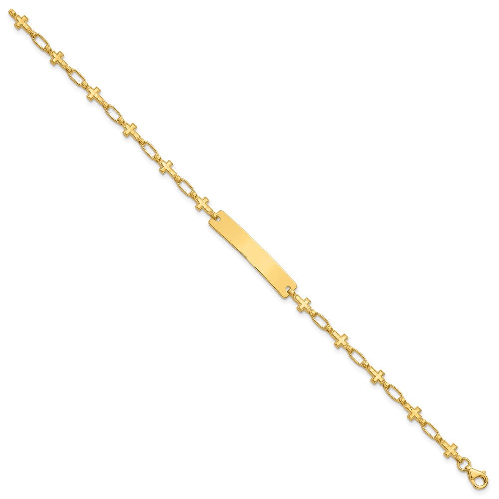 Sterling Silver Gold-plated 7.5 inch Cross ID Bracelet