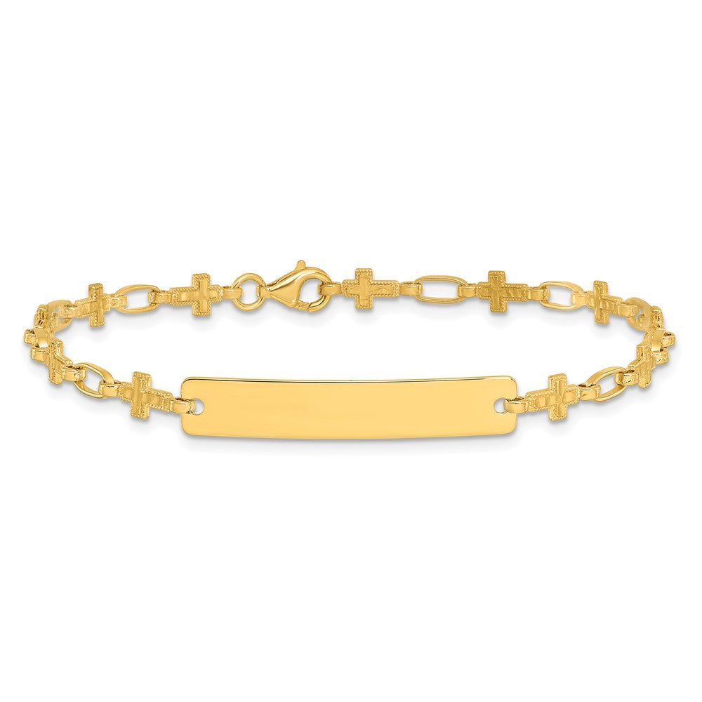 Sterling Silver Gold-plated 7.5 inch Cross ID Bracelet