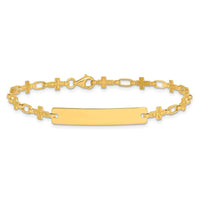 Sterling Silver Gold-plated 7.5 inch Cross ID Bracelet
