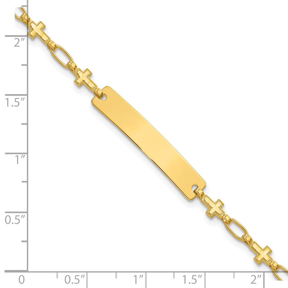 Sterling Silver Gold-plated 7.5 inch Cross ID Bracelet