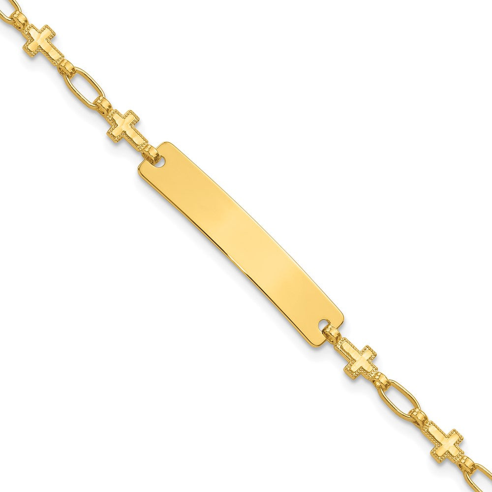 Sterling Silver Gold-plated 7.5 inch Cross ID Bracelet