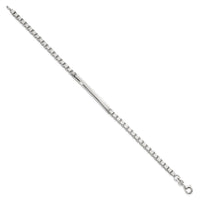 Sterling Silver Polished 3.7mm Box Chain 8 Inch Men's ID/Bar Bracelet