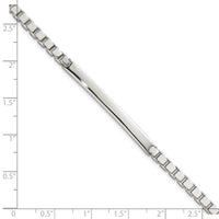 Sterling Silver Polished 3.7mm Box Chain 8 Inch Men's ID/Bar Bracelet