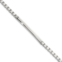 Sterling Silver Polished 3.7mm Box Chain 8 Inch Men's ID/Bar Bracelet