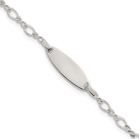 Sterling Silver Polished Fancy Link 5in w/ 1in Ext Children's ID Bracelet