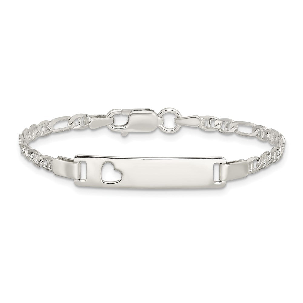 Sterling Silver Baby ID with Cut-out Heart Bracelet