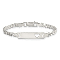 Sterling Silver Baby ID with Cut-out Heart Bracelet