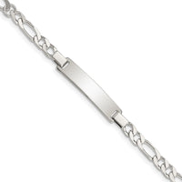 Sterling Silver Engraveable Childrens ID on Figaro Link Bracelet