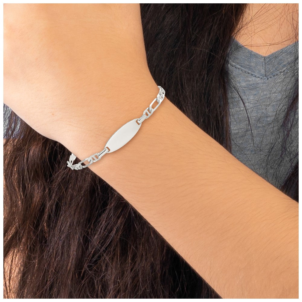 Sterling Silver Polished Engraveable 5in Plus 1in EXT Childrens ID Bracelet