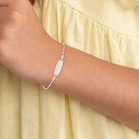 Sterling Silver Childrens 5in Plus 1in Ext ID Figaro Link Bracelet