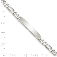 Sterling Silver Polished Engraveable Figaro Link ID Bracelet