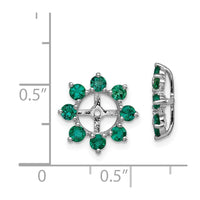 Sterling Silver Rhodium Created Emerald Earring Jacket