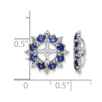 Sterling Silver Rhodium Diam. & Created Sapphire Earring Jacket