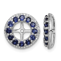 Sterling Silver Rhodium Diam. & Created Sapphire Earring Jacket