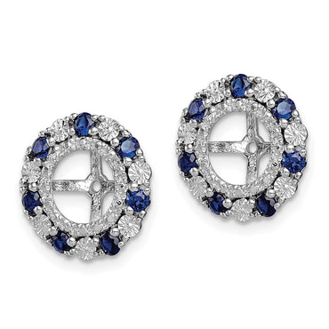 Sterling Silver Rhodium Created Sapphire Earring Jacket