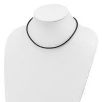 Sterling Silver Rhodium-plated 18inch 3mm Black Leather Necklace