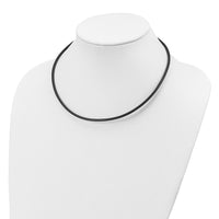 Sterling Silver 20inch 3mm Black Leather Cord Necklace