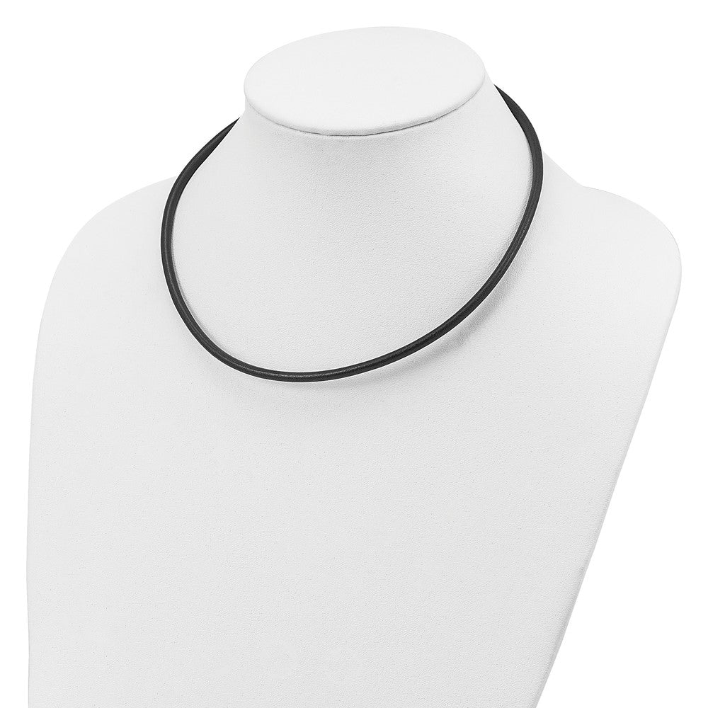 Sterling Silver 18inch 4mm Black Leather Necklace