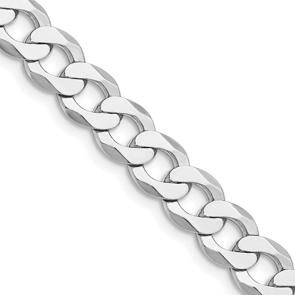Sterling Silver Rhodium-plated 7.5mm Flat Curb Chain