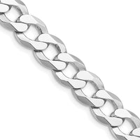 Sterling Silver Rhodium-plated 9.75mm Flat Curb Chain