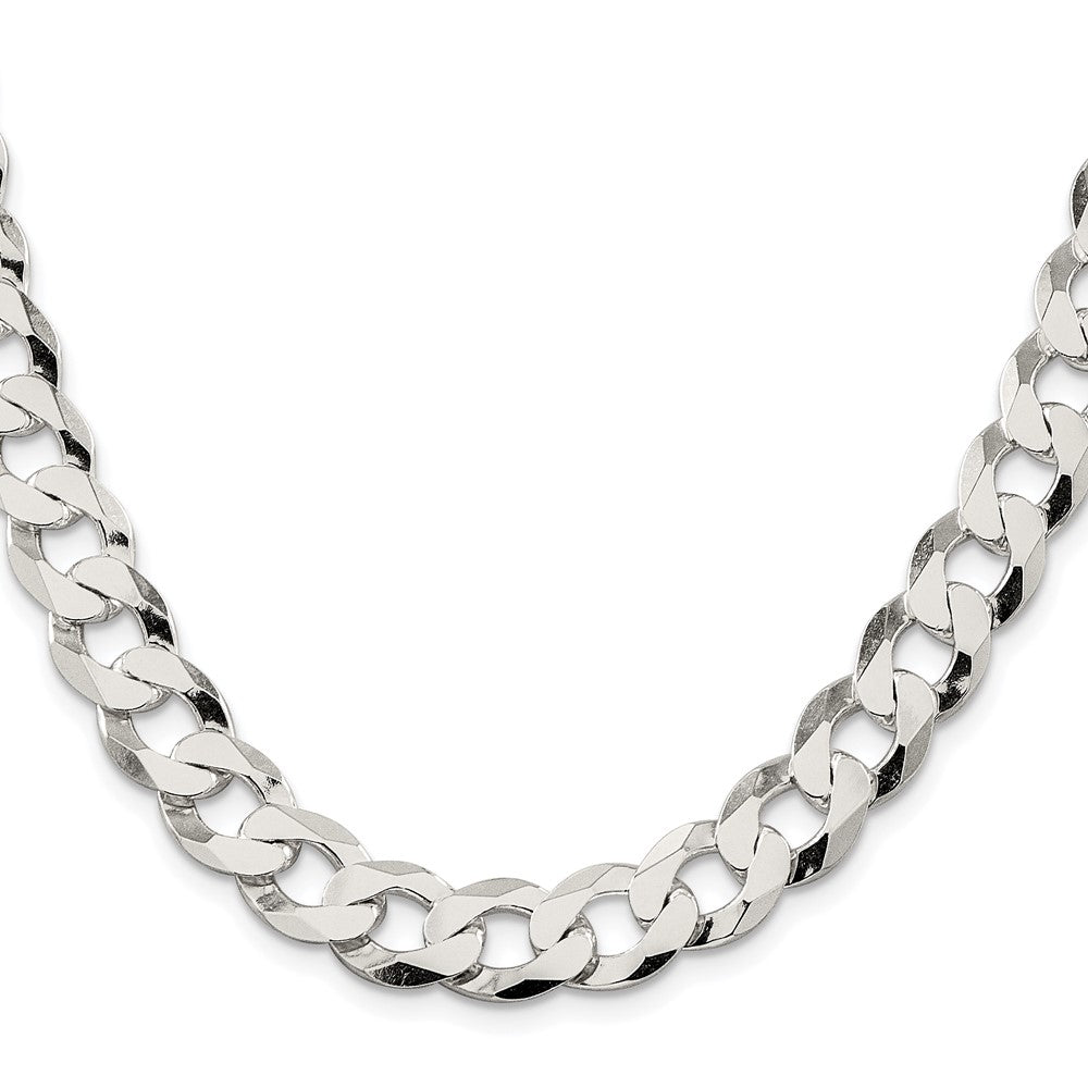 Sterling Silver Rhodium-plated 11.75mm Flat Curb Chain