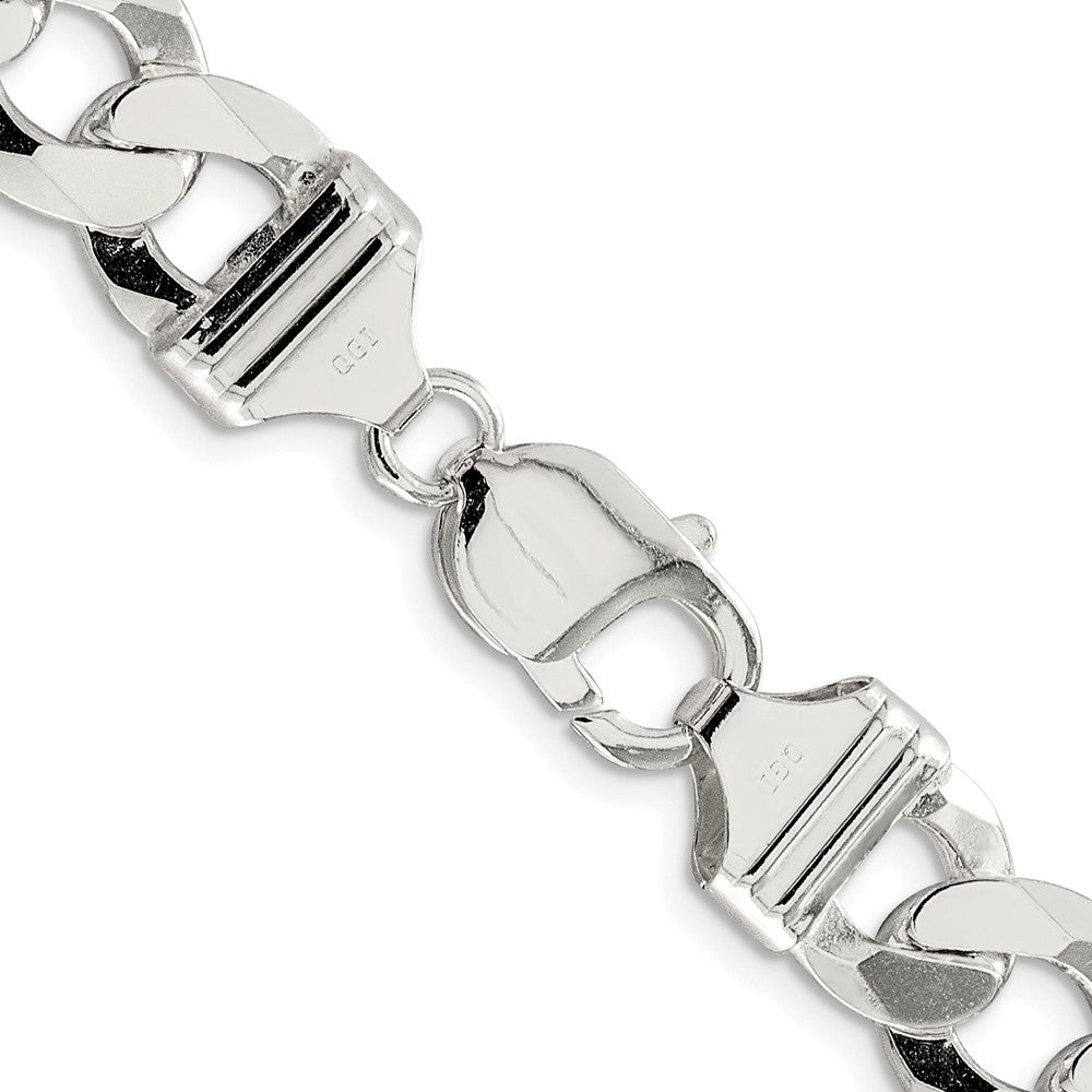 Sterling Silver Rhodium-plated 11.75mm Flat Curb Chain