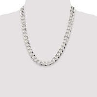 Sterling Silver Rhodium-plated 11.75mm Flat Curb Chain