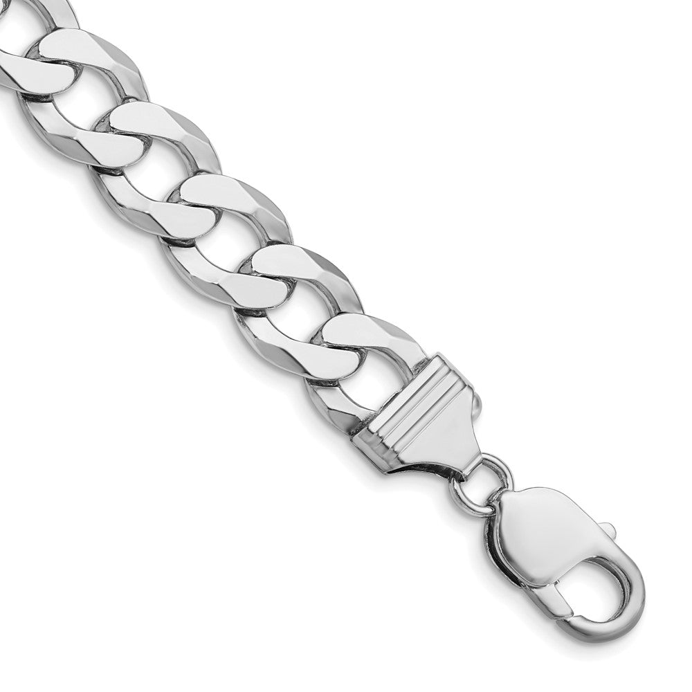Sterling Silver Rhodium-plated 11.75mm Flat Curb Chain