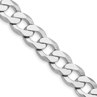 Sterling Silver Rhodium-plated 11.75mm Flat Curb Chain