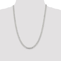 Sterling Silver 5.3mm Semi-solid Flat Curb Chain