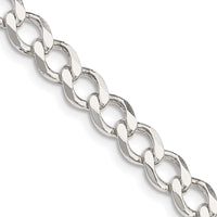Sterling Silver 6.7mm Semi-solid Flat Curb Chain
