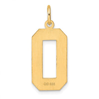 Sterling Silver Gold-plated Large Diamond-cut #0 Charm