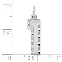 Sterling Silver Rhodium-plated Large Diamond-cut #1 Charm