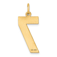 Sterling Silver Gold-plated Large Diamond-cut #7 Charm