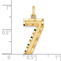 Sterling Silver Gold-plated Large Diamond-cut #7 Charm